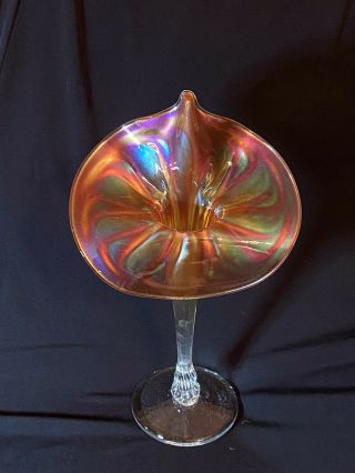 Rick Strini Jack In The Pulpit Iridescent Orange Signed Blown Glass