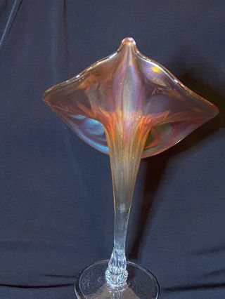Rick Strini Jack in the Pulpit Iridescent Orange Signed Blown Glass 3