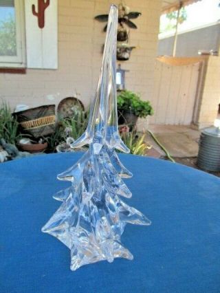 Clichy France Clear Crystal Art Glass Paperweight Christmas Tree 10 1/2 "