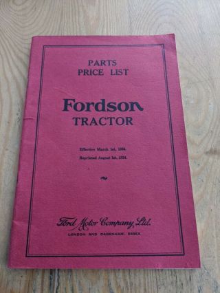 vintage 1935 FORDSON TRACTOR PARTS PRICE LIST SOFTCOVER 60 PAGES 2