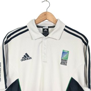 Vintage Adidas Rugby World Cup 2007 France White Polo Shirt - Mens 40/42 Large