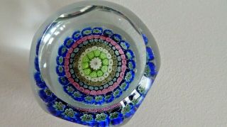 Galliano Ferro Murano Art Glass Faceted Millefiori Concentric Paperweight Label