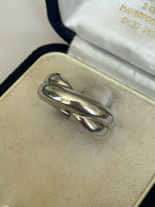 Vintage 925 Silver Crossover Band Dress Ring Size O 3.  4 Grams