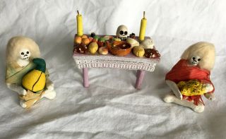 Mexican Day Of The Dead Statues - Vintage 1982