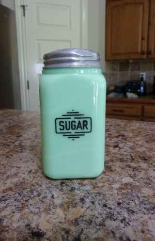 Mckee Jadite Small Box Sugar Range Shaker Jadeite