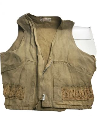 Vintage Jc Higgins Sears Hunting Vest Shotgun Shells Mens Tan Cotton