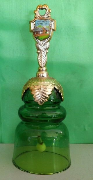 Vintage Green Glass Handbell.  Souvenir Tyntynder Homestead Vic.  12cms