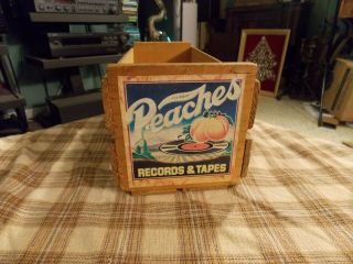 Vintage Peaches Records & Tapes 8 Track Tape Wood Media Storage Rack W/ Patina