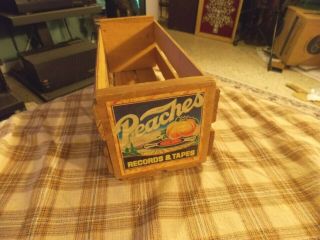 Vintage PEACHES Records & Tapes 8 TRACK TAPE Wood Media Storage Rack W/ Patina 3