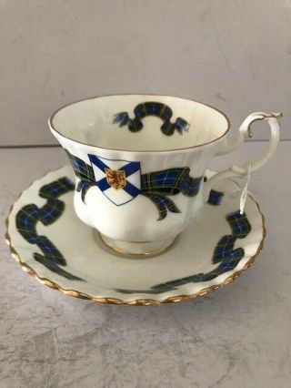 Royal Albert Bone China England Teacup/saucer Set " Nova Scotia Tartan " Gold Trim