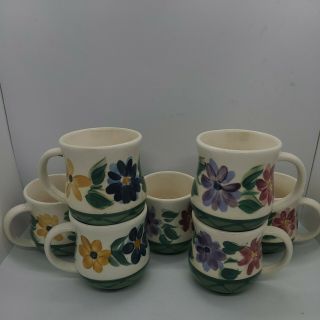 Gail Pittman Daisy Chain Coffee Mugs / Tea Cups 1993 Signed - 7 Available