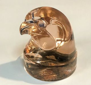 Ca 1928 Cristalerias Rigolleau Argentina Peach Carnival Glass Eagle Paperweight