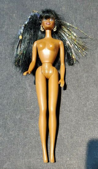 Vintage 1987 1966 African American Black Hair Glitter With Colors Barbie Doll