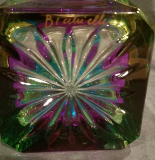 Bicchielli Art Glass Hand Enameled & Signed Decanter Bottle Made In Italy Rare