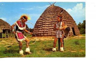 Native American Indian Hoop Dance - Wichita Grass House - 1963 Vintage Postcard