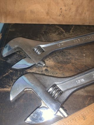(2) Vintage Proto Professional 710 10” Adjustable Wrench MADE IN USA 710L. 2