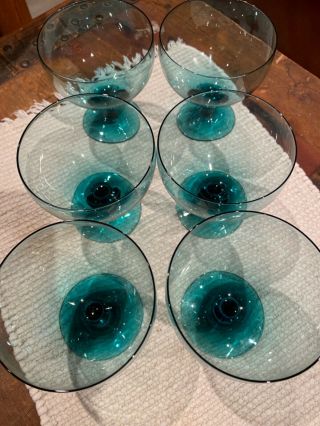 Rare 6 Russel Wright American Modern Water Goblet/ Wine Glasses Seafoam Green