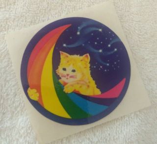 Vintage 80s Sticker Lisa Frank Cat Kitten Rainbow Moon Stars 326777 S820