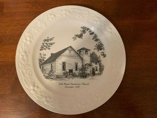 Vintage Homer Laughlin Eggshell Theme 10 " Plate Oak Grove Moravian Church 1887