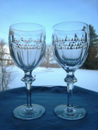 Waterford Irish Crystal.  Curraghmore Pattern.  Two 7 5/8 " Water Glasses.  Signed