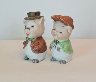 Lefton Pigs Salt and Pepper Shakers Vintage 1950s - 60s Anthropomorphic 2