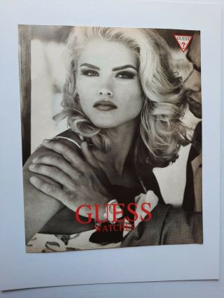 Vintage 1992 Anna Nicole Smith Guess Watches Print Ad