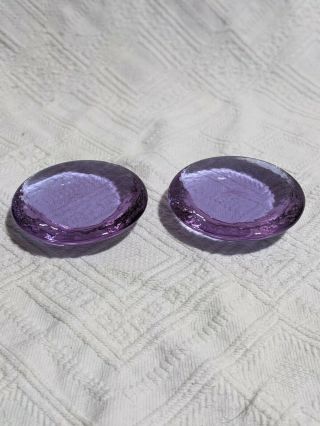 Fire And Light Recycled Glass Candle Stand Holder Paperweight Lavender Set Of 2