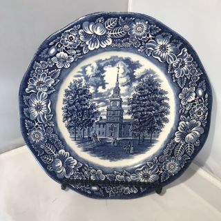 Vintage 10 " Liberty Blue Independence Hall Staffordshire Ironstone Plate England