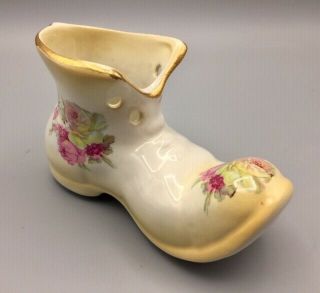 Old Foley James Kent Ltd.  Staffordshire Porcelain Boot Planter Vase Roses