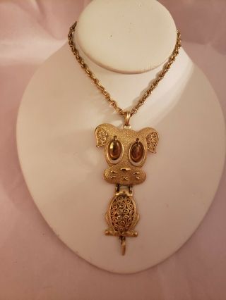 Vintage Sarah Coventry Gold Tone Dog Pendant Chain 24 " Necklace