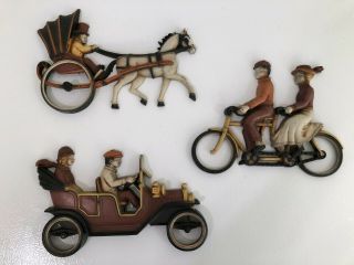 Vintage 1975 Homco Wall Hanging Plaques 7357 Home Decor Auto Bicycle & Horse