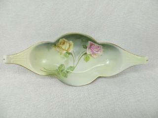 Lovely Vintage R S Germany Roses Celery Dish With Handles