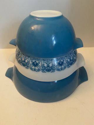 Pyrex Horizon Blue Cinderella 3 Piece Mixing Bowl Set