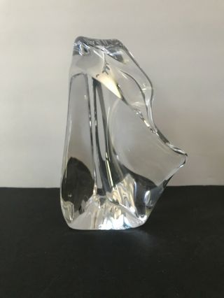 Daum France Clear Crystal Swan Bird Figurine Modernist Abstract Signed Sculpture