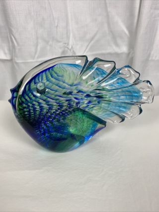 Hot Island Art Glass Fish Sculpture.  Maui.  Signed.