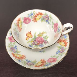 Vtg.  Royal Chelsea English Bone China Teacup And Saucer 4291 A Made In England