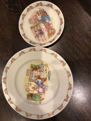 Royal Doulton Bunnykins Dishes Plate Bunnies Washing And Cup Saucer Market