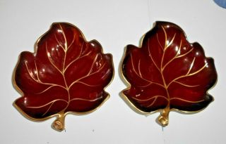 Vintage Carlton Ware Rouge Royale Leaf Pin Dishes 5 Inch / 13 Cm Long
