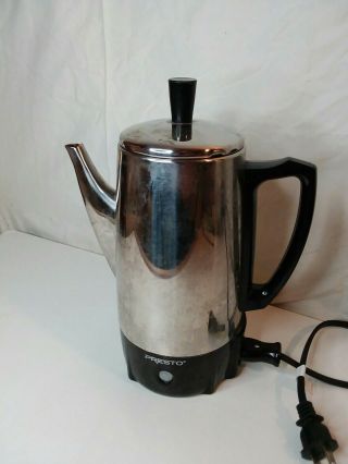 Vintage Presto 6 Cup Electric Percolator Coffee Pot.  Model 0282202 Euc
