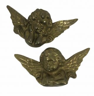 Vintage Brass Cherub Wall Hanging 5” Made In India Set Of 2