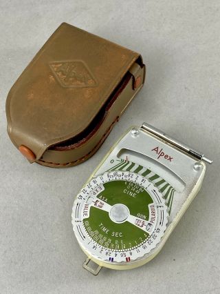Vintage Alpex Camera Light Exposure Meter With Leather Case -