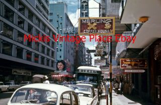 Vtg Slide 1970 Hong Kong Merling Coffee House Street Scene V80
