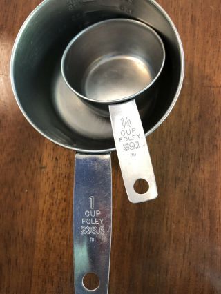 Vintage Foley 1 Cup Measuring Cup & 1/4th Measuring Cup - Stainless Steel