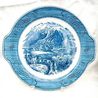 Vintage Royal China Currier & Ives Blue " The Rocky Mountains " Serving Plate Usa