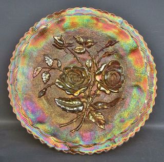 C062 Imperial Open Rose Marigold Carnival Glass 9 " Plate