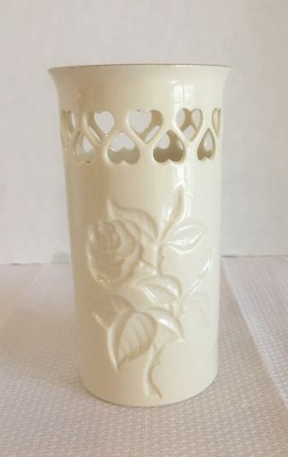 Lenox Rose And Hearts Bud Vase Ivory With Gold Trim 6”