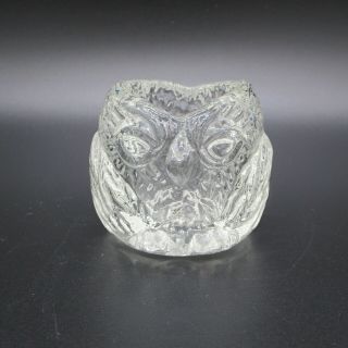 Vintage Owl Clear Glass Toothpick Holder