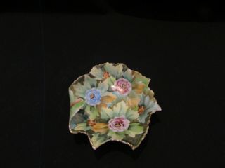 Vintage Chubu China Occupied Japan Painted Leaf Trinket Dish Chintz Design 5 "