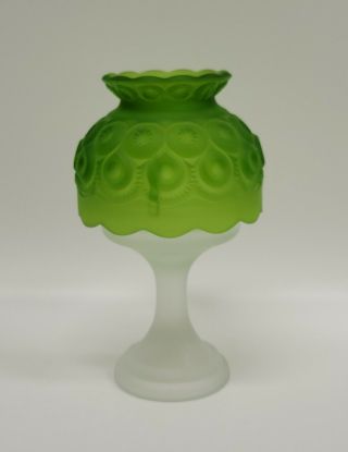 Moon And Star Glass 2 Piece Candle Lamp Green Satin Fairy Courting Light 2
