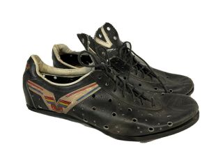 Vintage Black Leather Vittoria Cycling Shoes Eu Size 44 Made In Italy